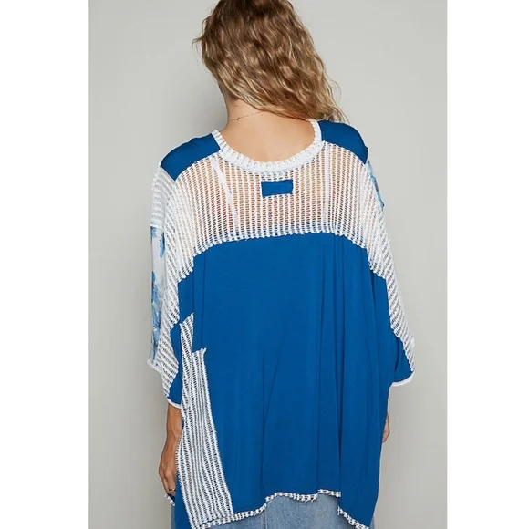 3596 Size Large “The Stephanie" Royal Blue Oversized High Low Top. New With Tag - Picture 4 of 4